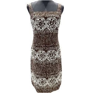 Ralph Lauren Brown Aztec Mosaic Print Dress Size 4
